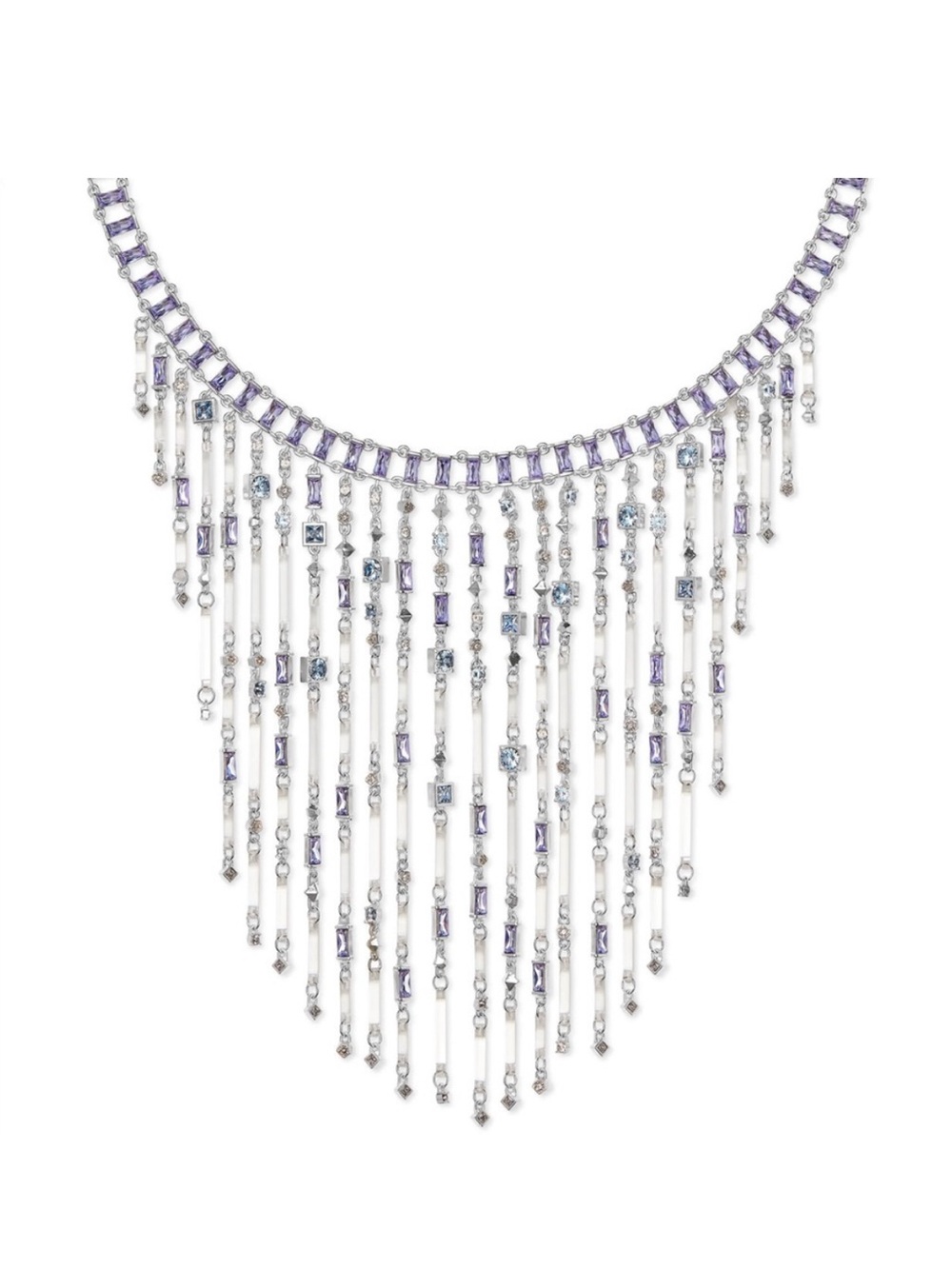 Kendra Scott Crystal Statement Necklace/Lavender & Ice Blue Cascading Stones
